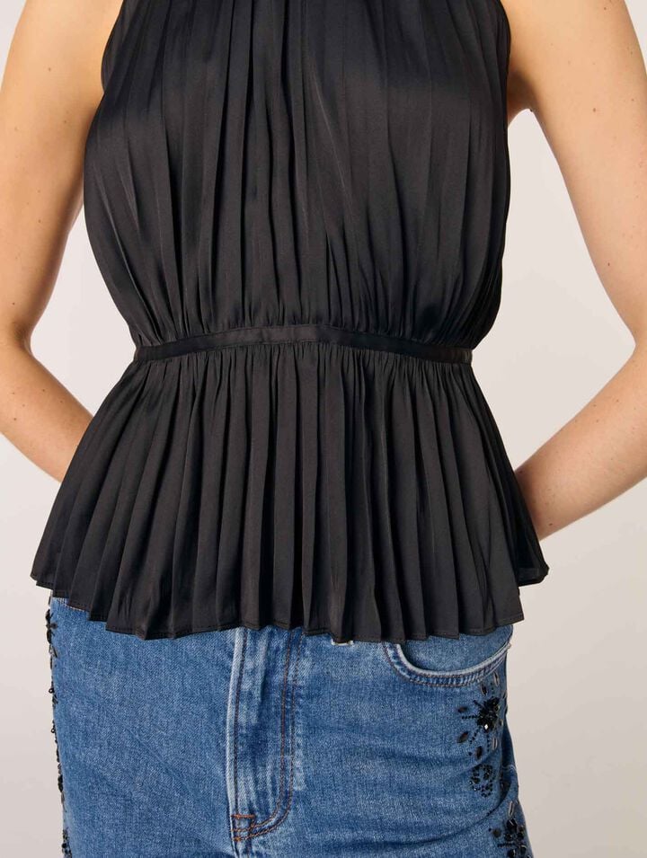 Plissiertes Top aus Satin