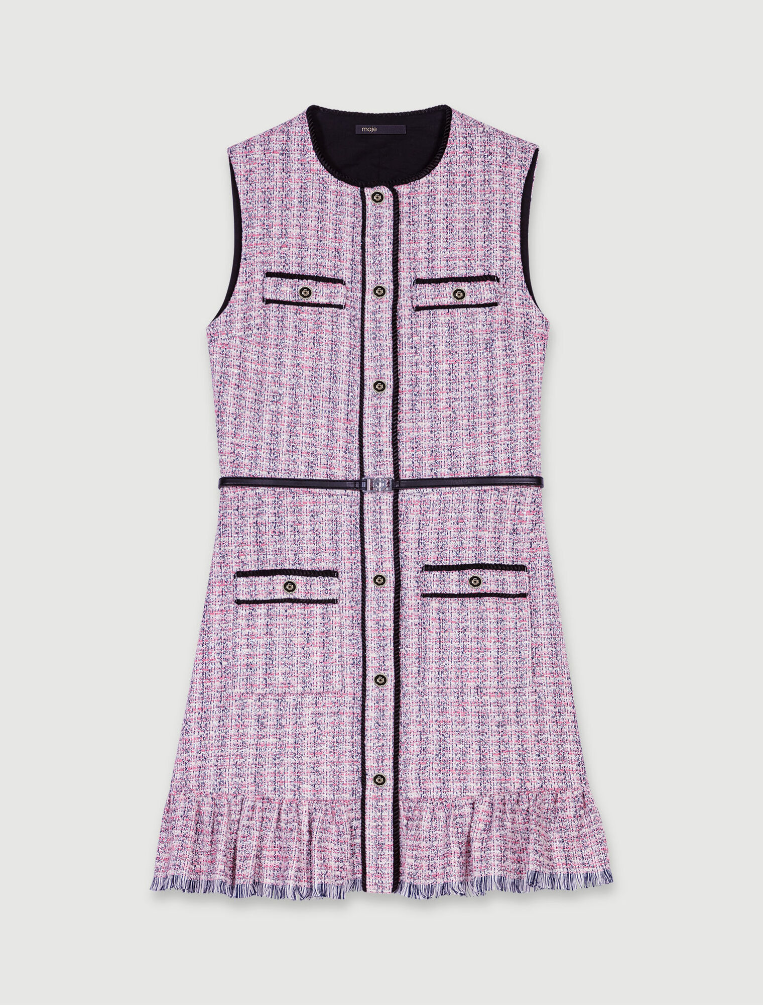 Kurzes 2-in-1 Kleid aus Tweed