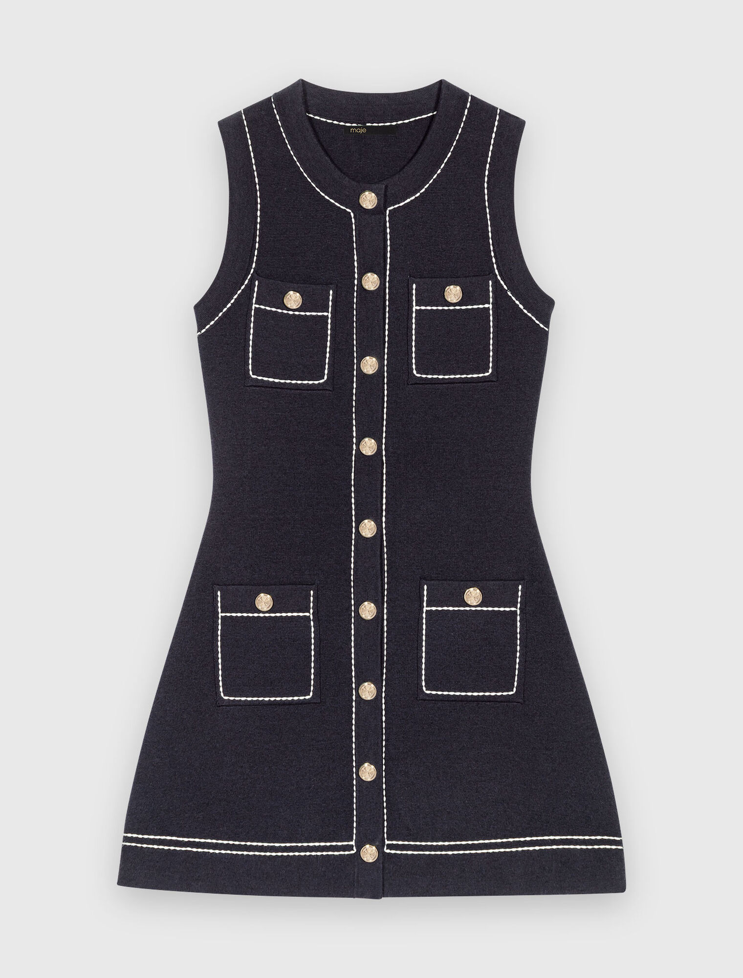 Gerades Kleid aus Steppstrick