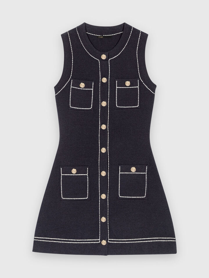 Gerades Kleid aus Steppstrick