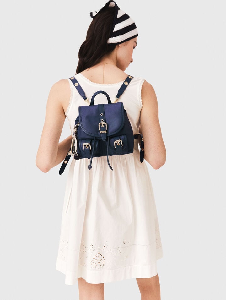 Mini-Rucksack aus Leder und Nylon