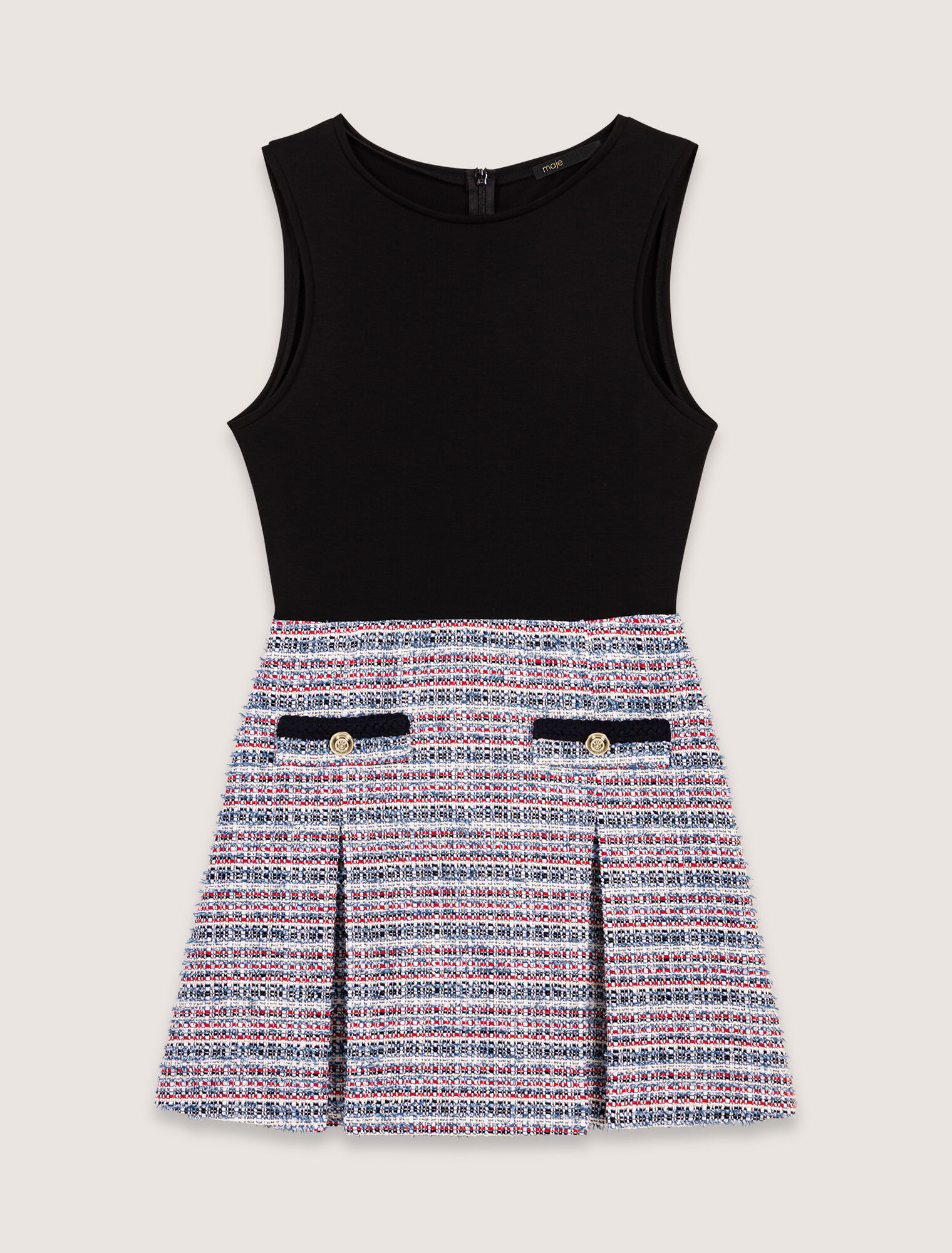 Kurzes 2-in1-Kleid aus Tweed
