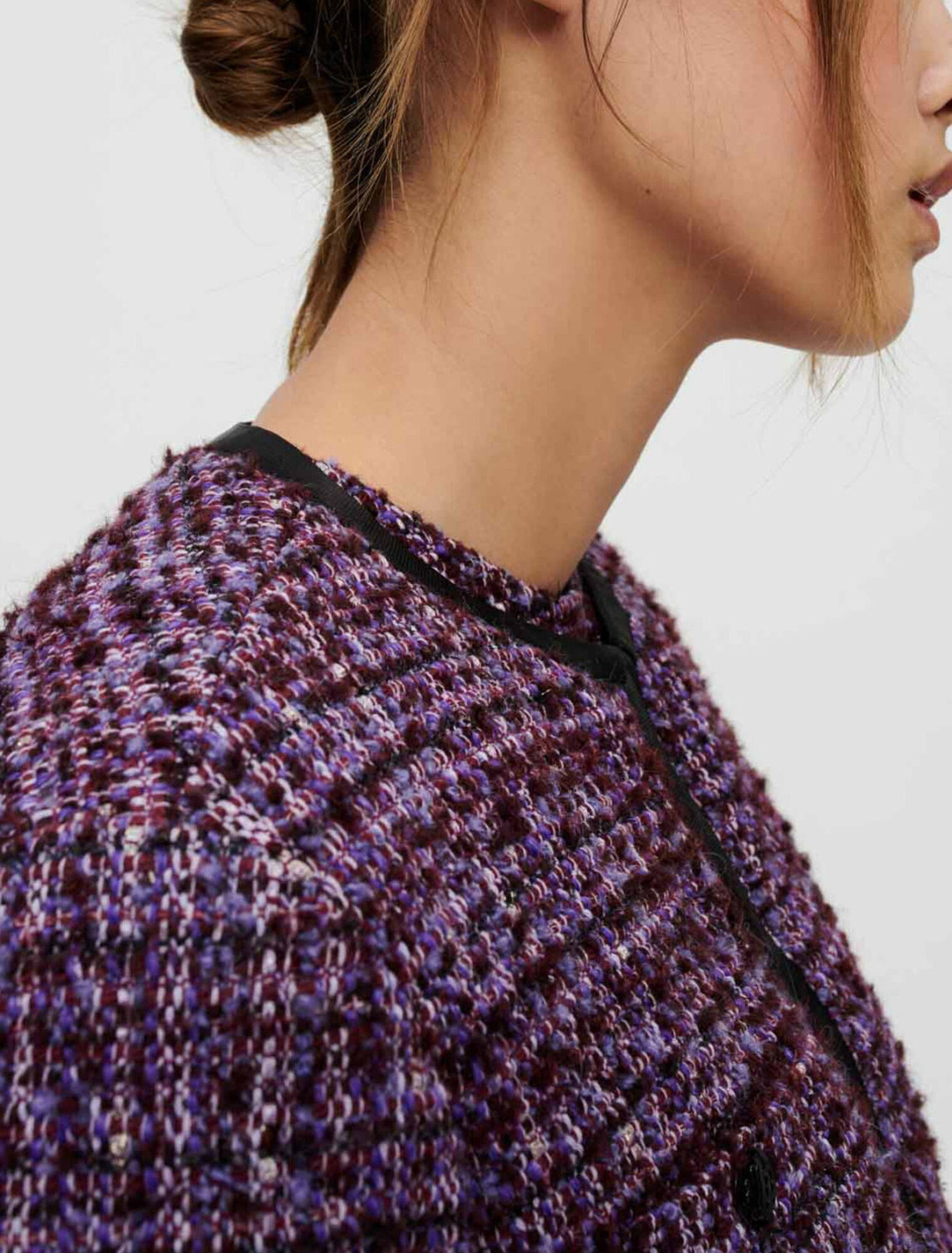 Gesteppte Jacke aus violettem Tweed