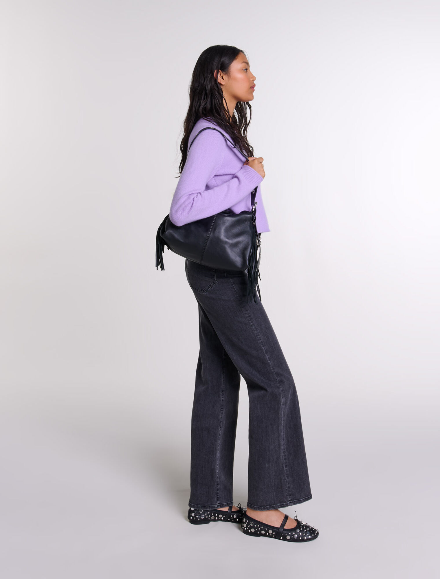 Black baggy jeans with belt