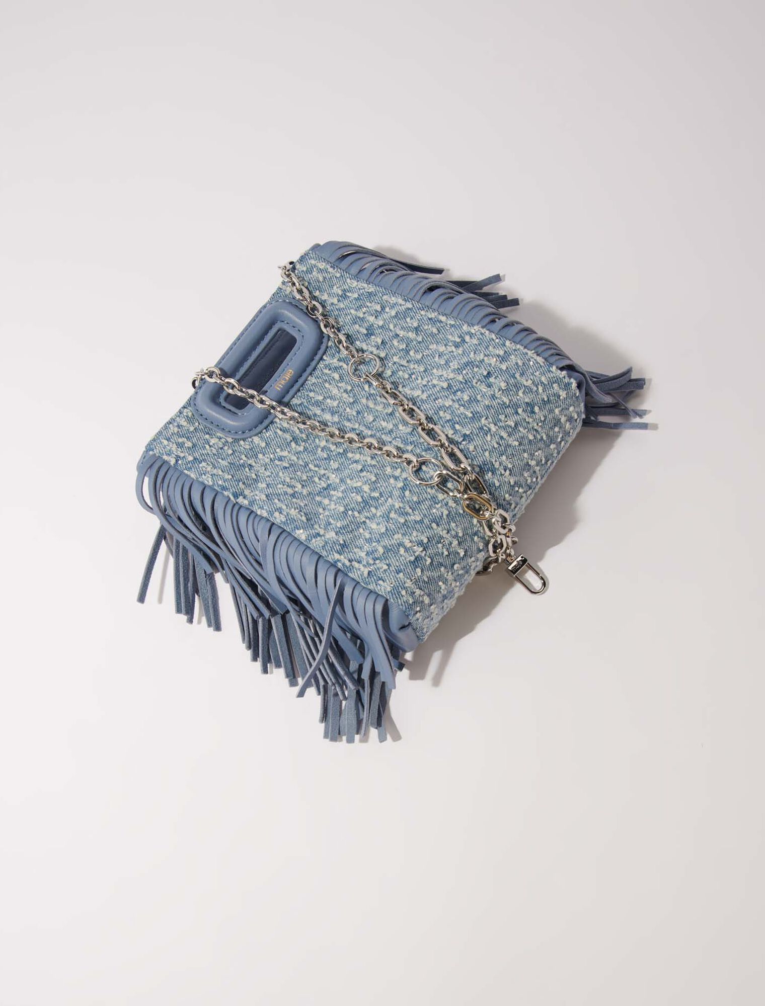 Tasche M mini aus Denim und Strass