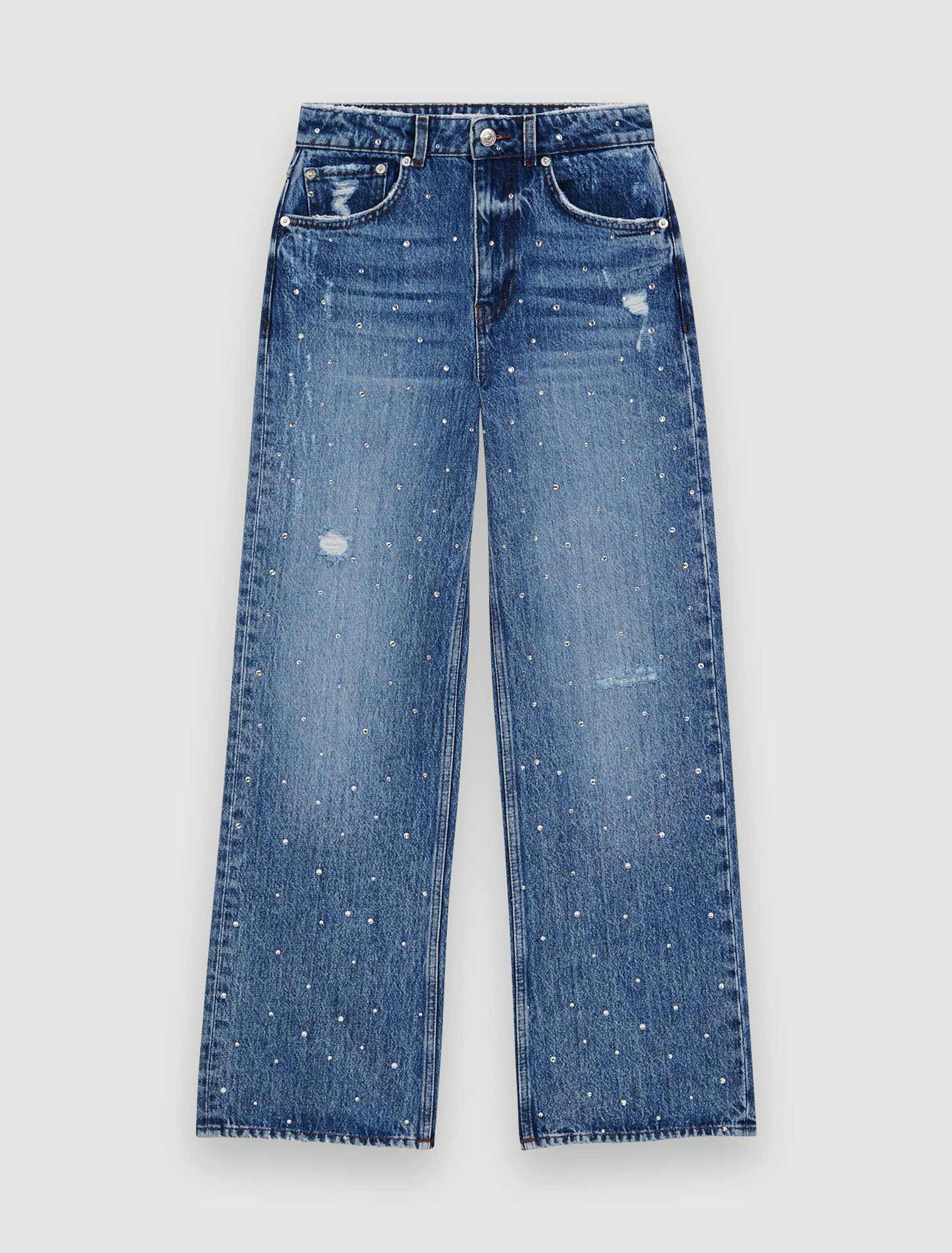 Strass-Jeans mit hoher Taille