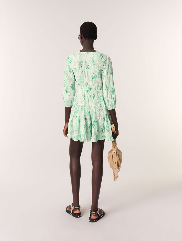 Kurzes plissiertes Kleid mit Print