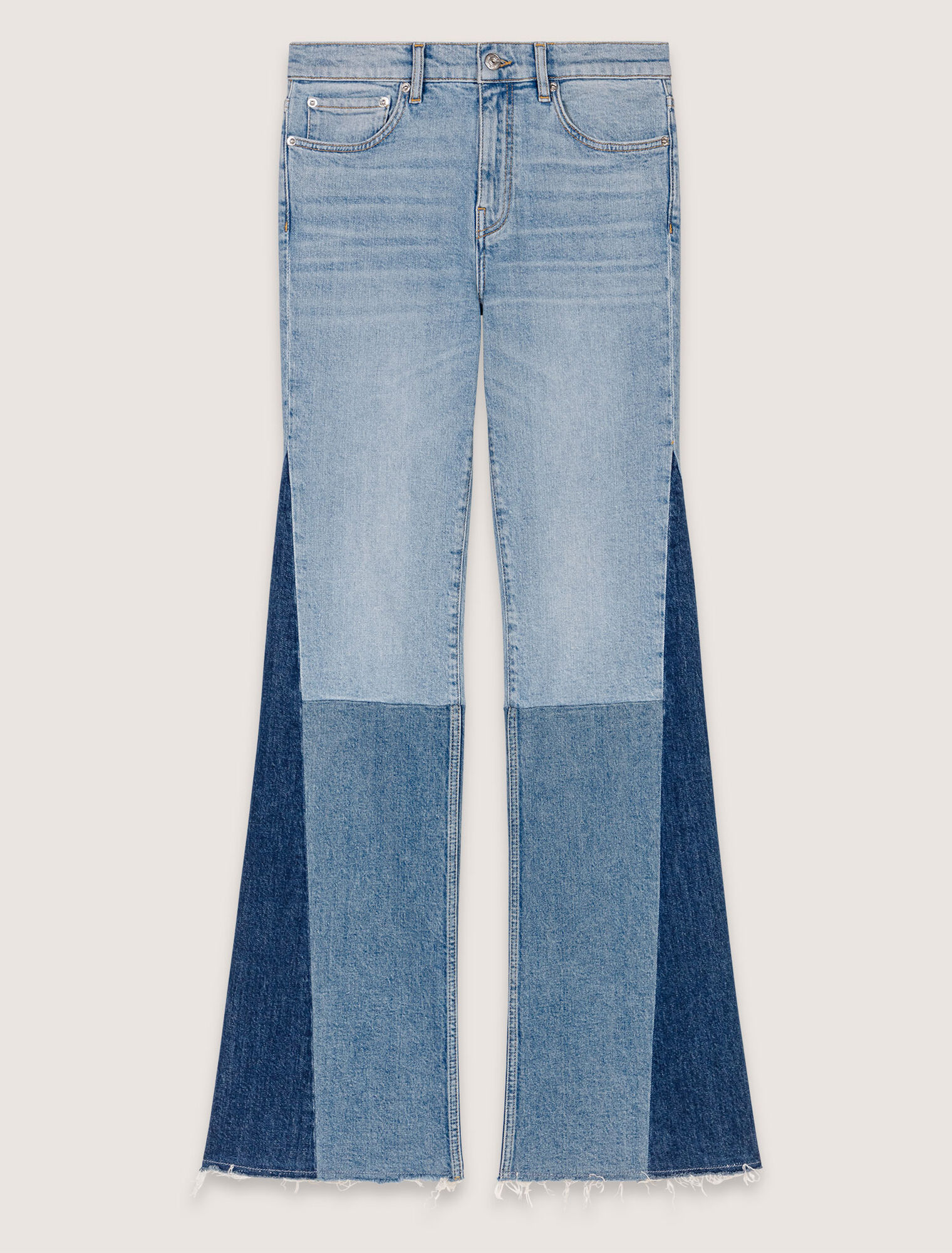 Dreifarbige Patchwork-Jeans