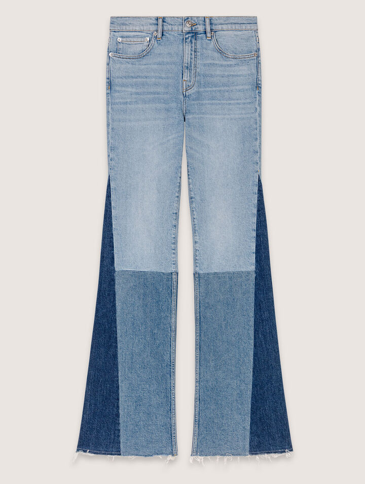 Dreifarbige Patchwork-Jeans