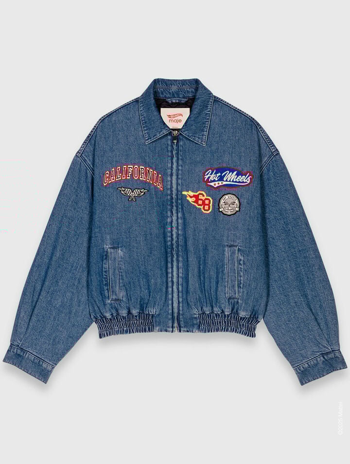 Oversize-Denimjacke mit Stickerei