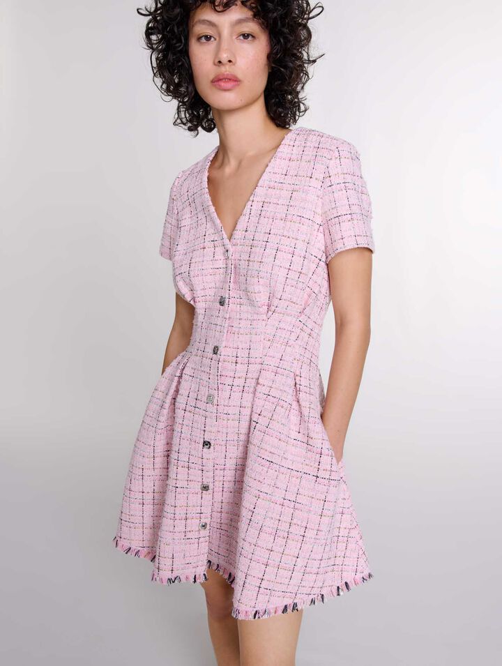Kurzes Babydoll-Kleid aus Tweed