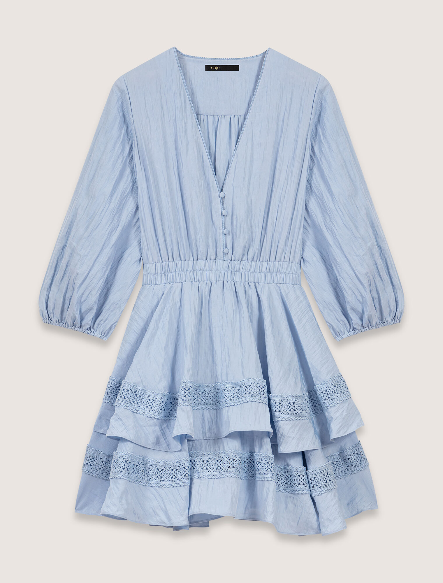 Kleid mit Volants und Spitze