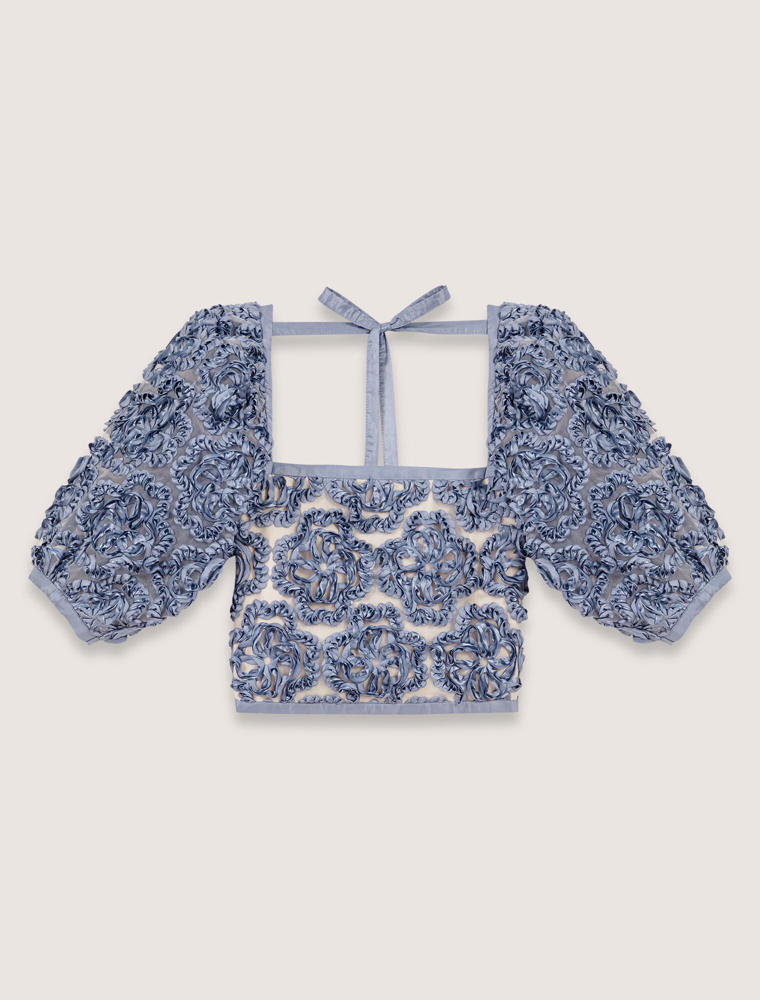 Organza-Top mit floralem Motiv
