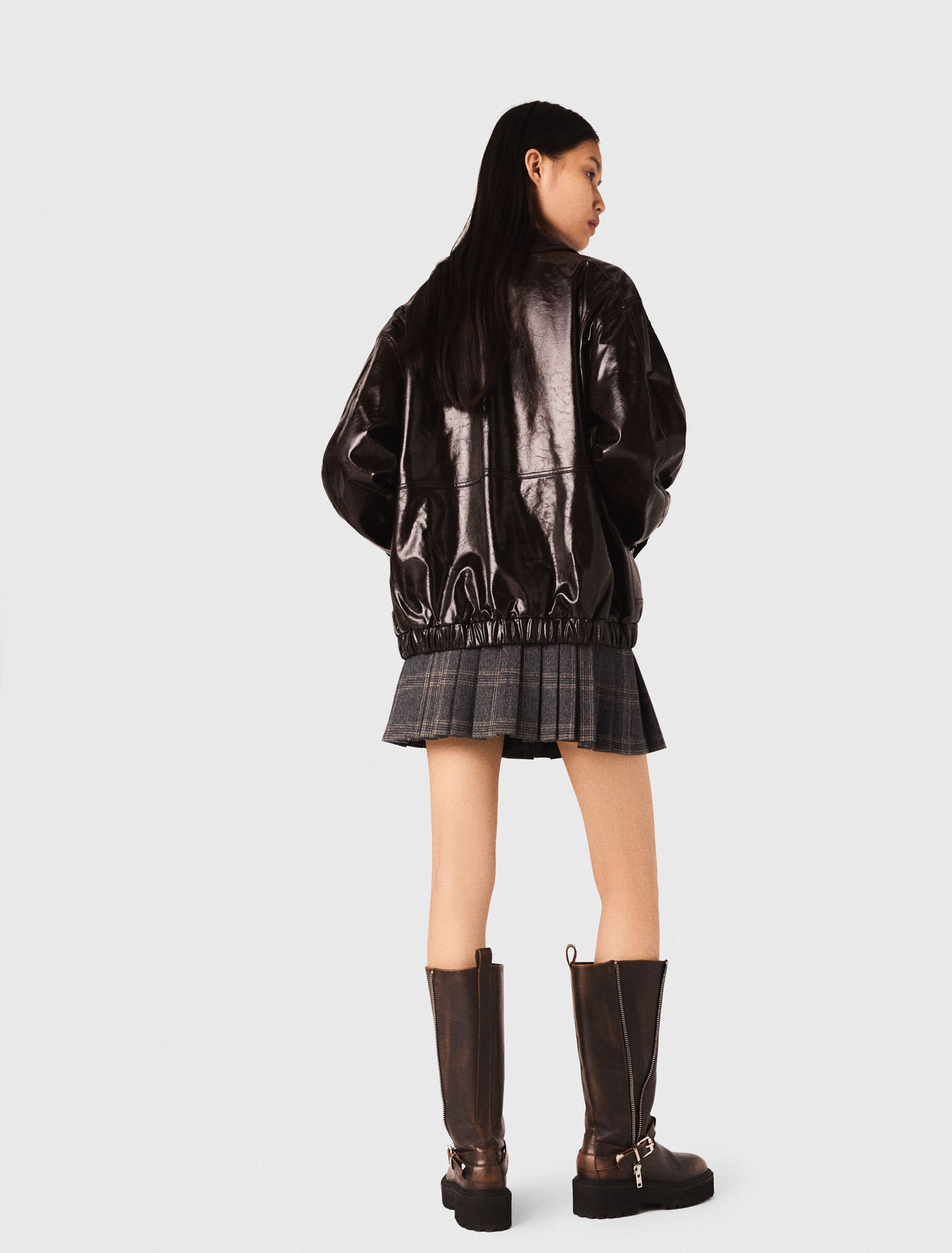 Jacke aus Kunstleder in Craquelé-Optik