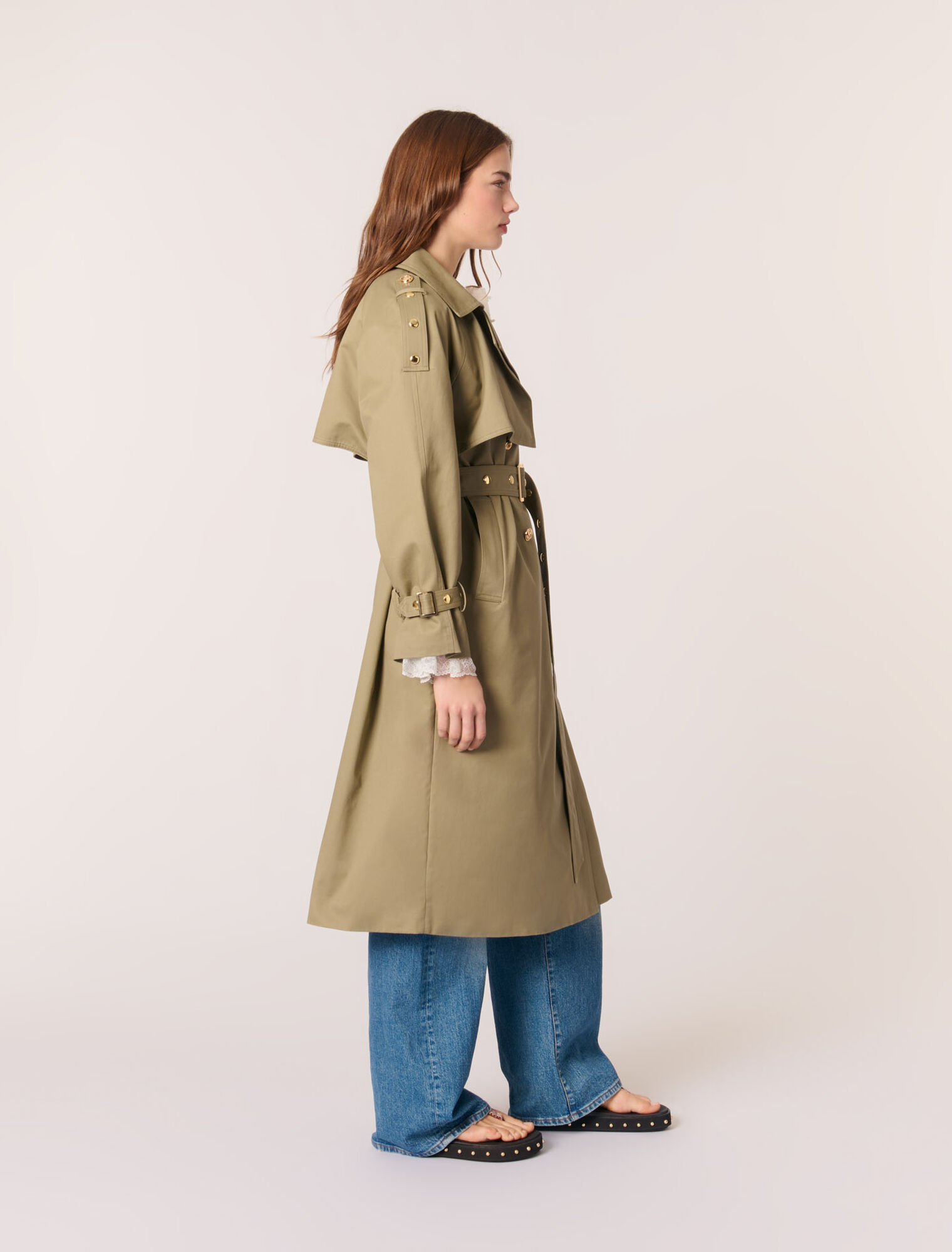 Trenchcoat mit Nieten und Kragen