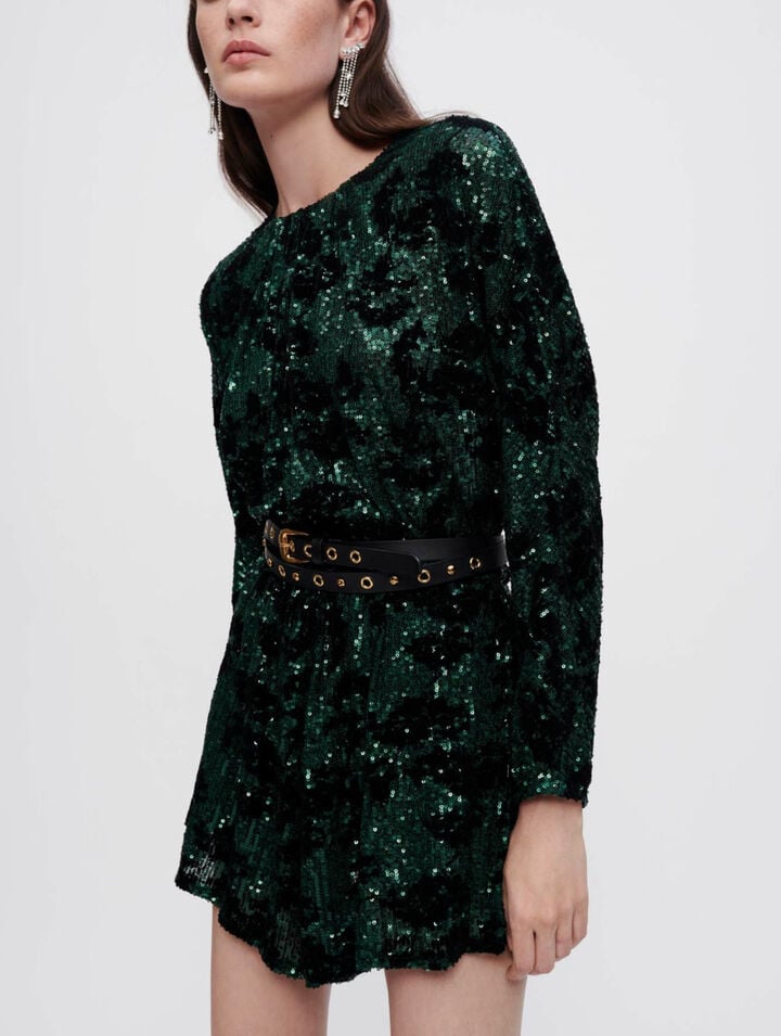 Short Jumpsuit mit Pailletten