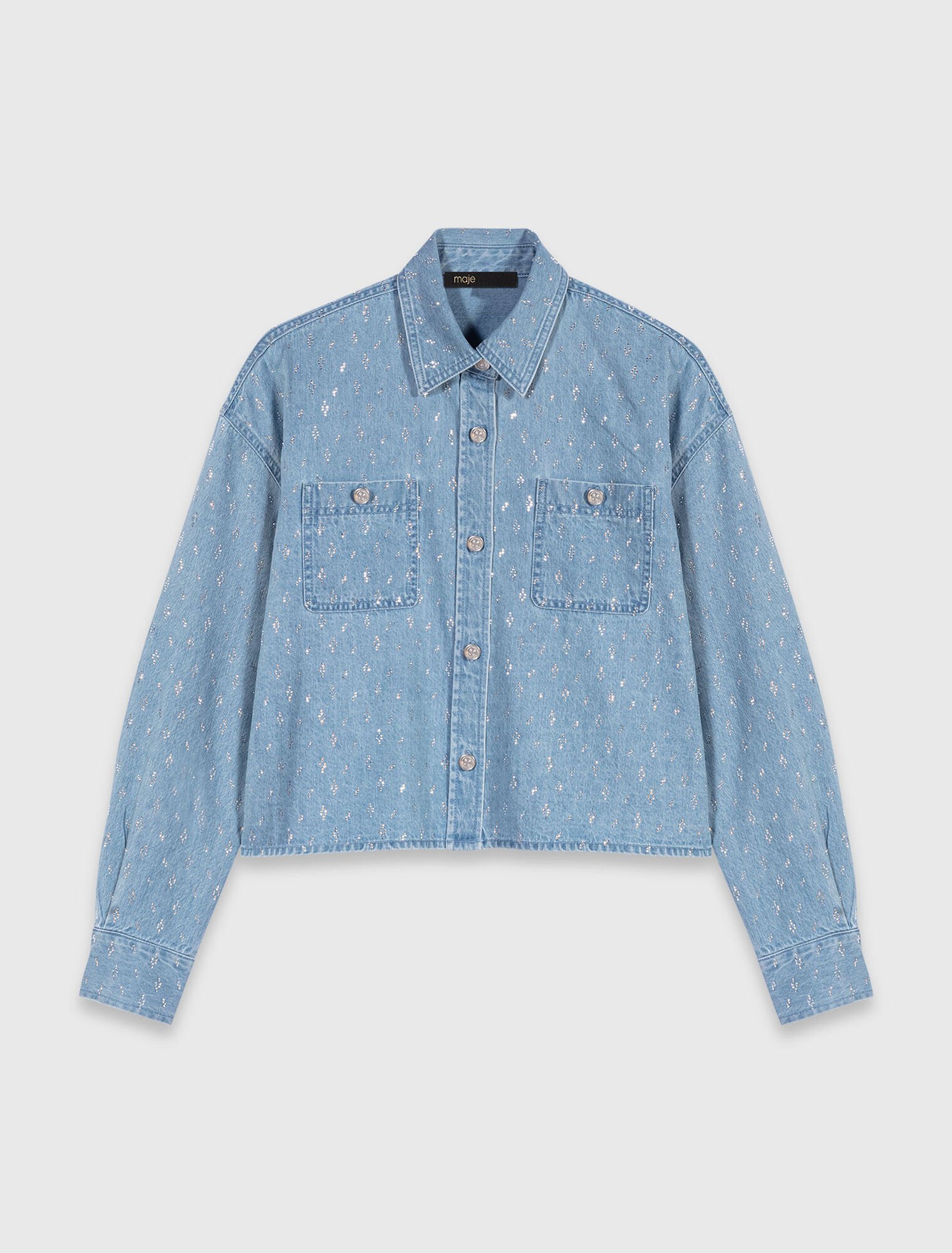 Kurzes Jeanshemd mit Strass