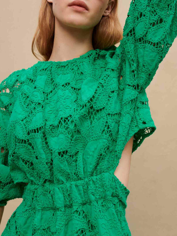 Kurzes Kleid aus bestickter Baumwolle