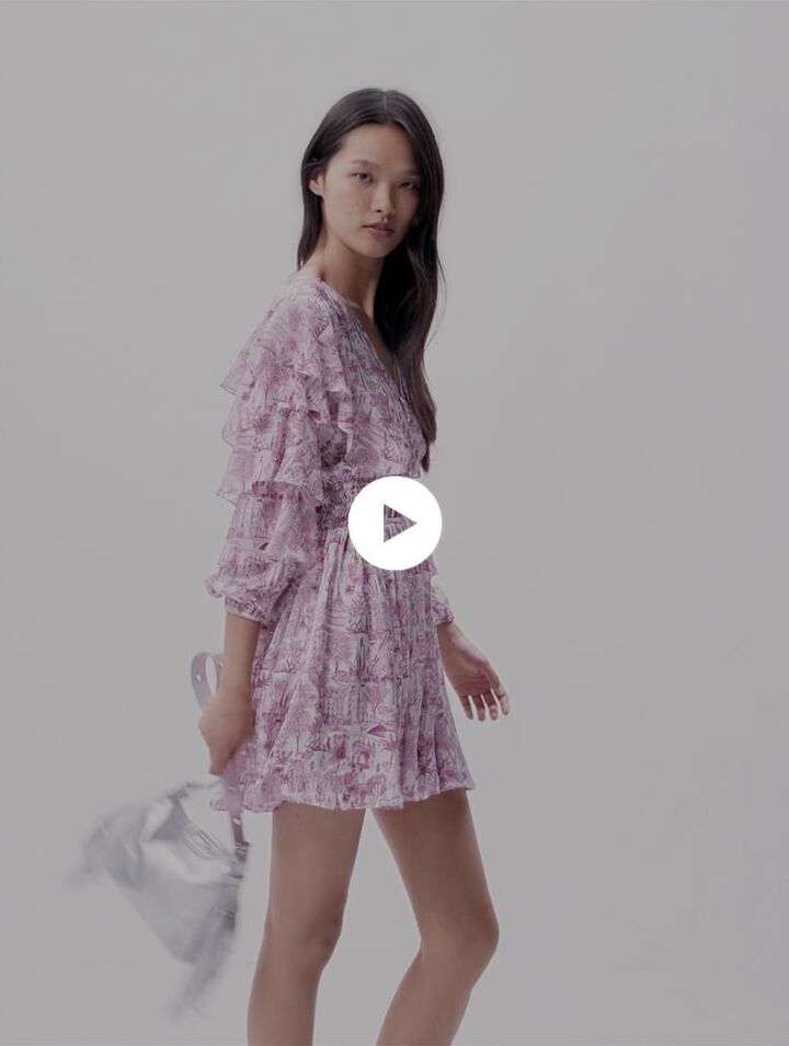 Bedrucktes Kleid mit Volants