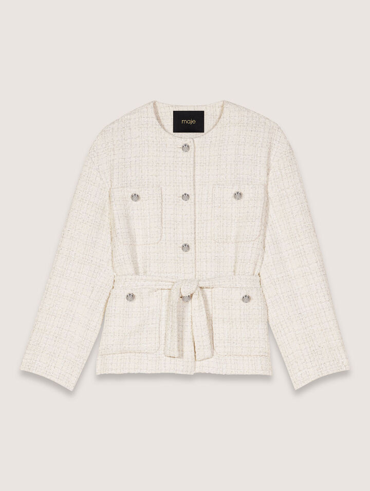Jacke aus Tweed mit Gürtel