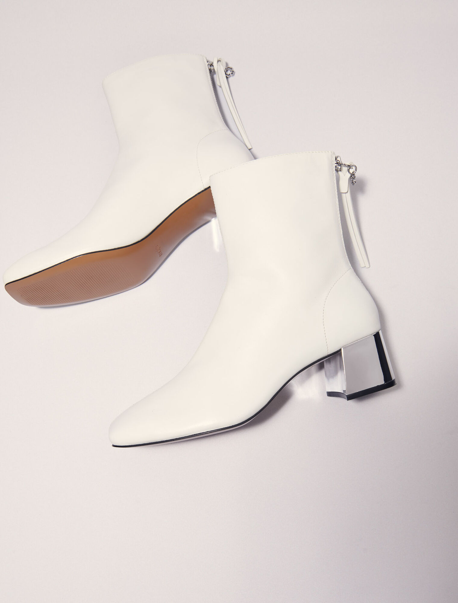 Lederstiefeletten mit eckiger Kappe