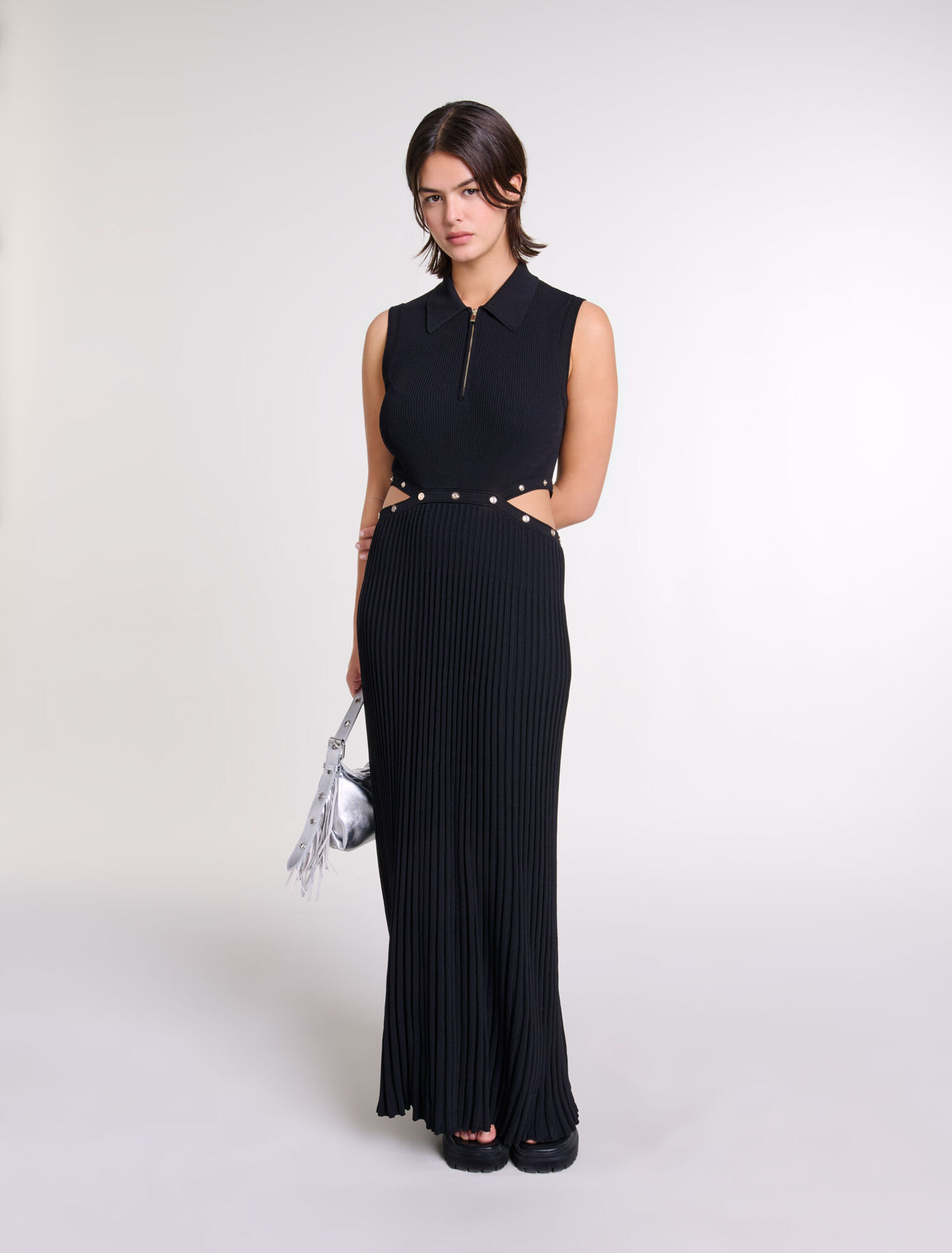 Langes Kleid aus Rippstrick