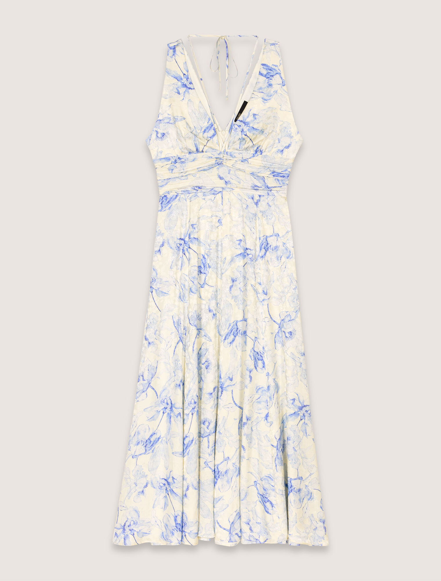 Langes Kleid mit Print und Schnürung