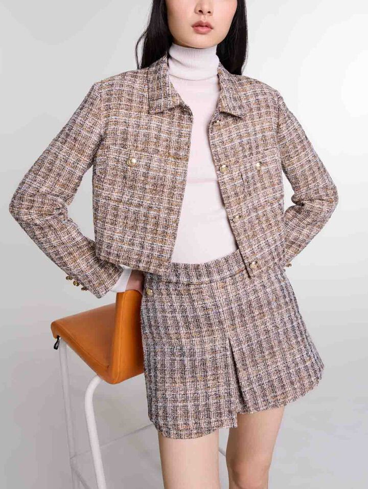 Trompe-l'Oeil-Shorts aus Tweed