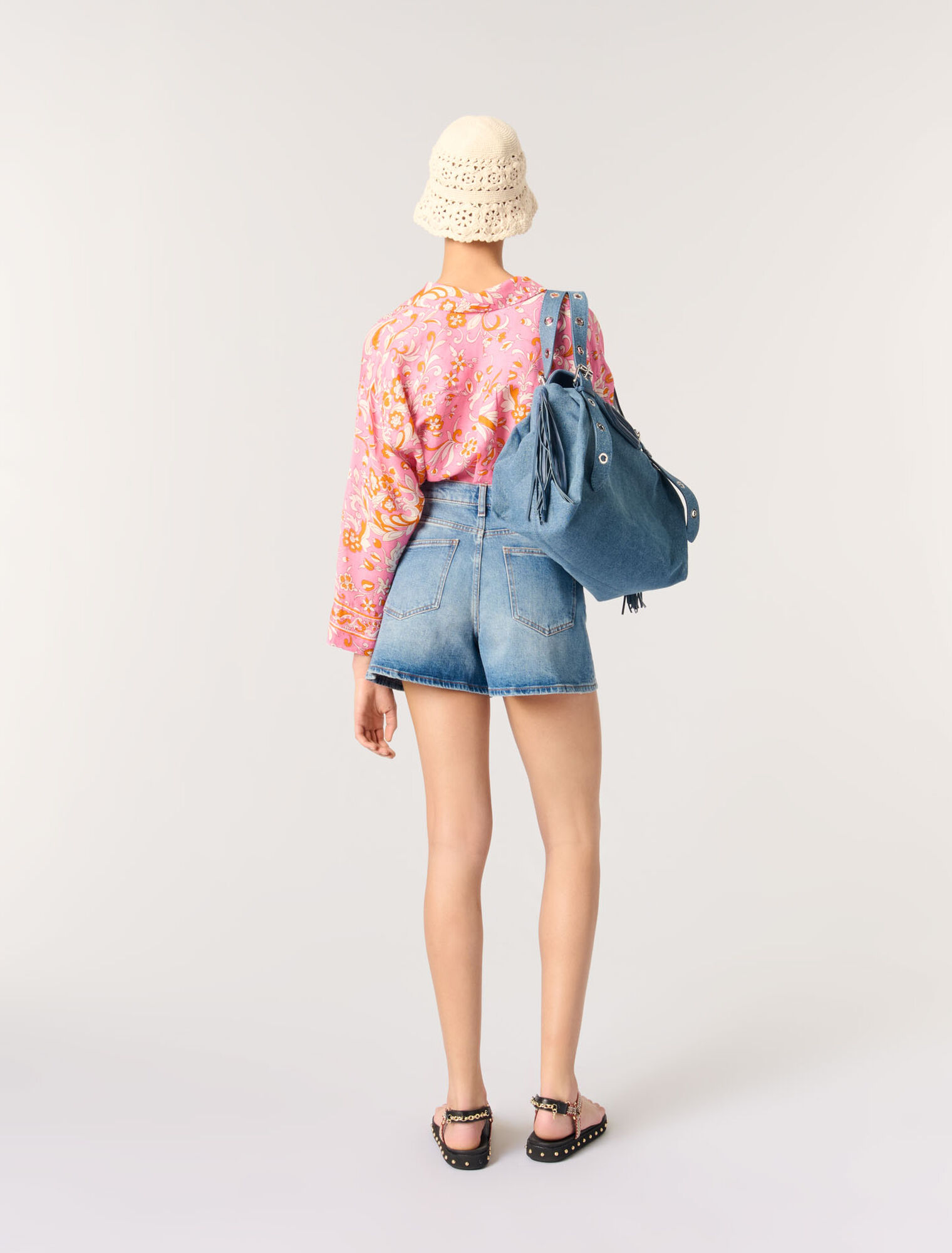 Shorts aus Denim mit Flechtdetails