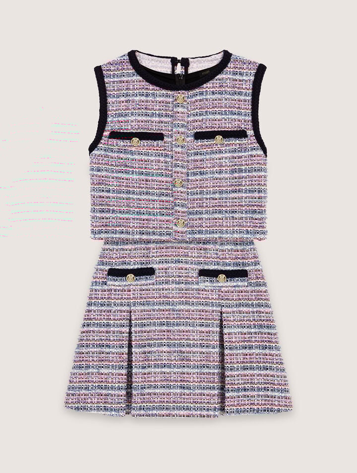 Kurzes 2-in1-Kleid aus Tweed