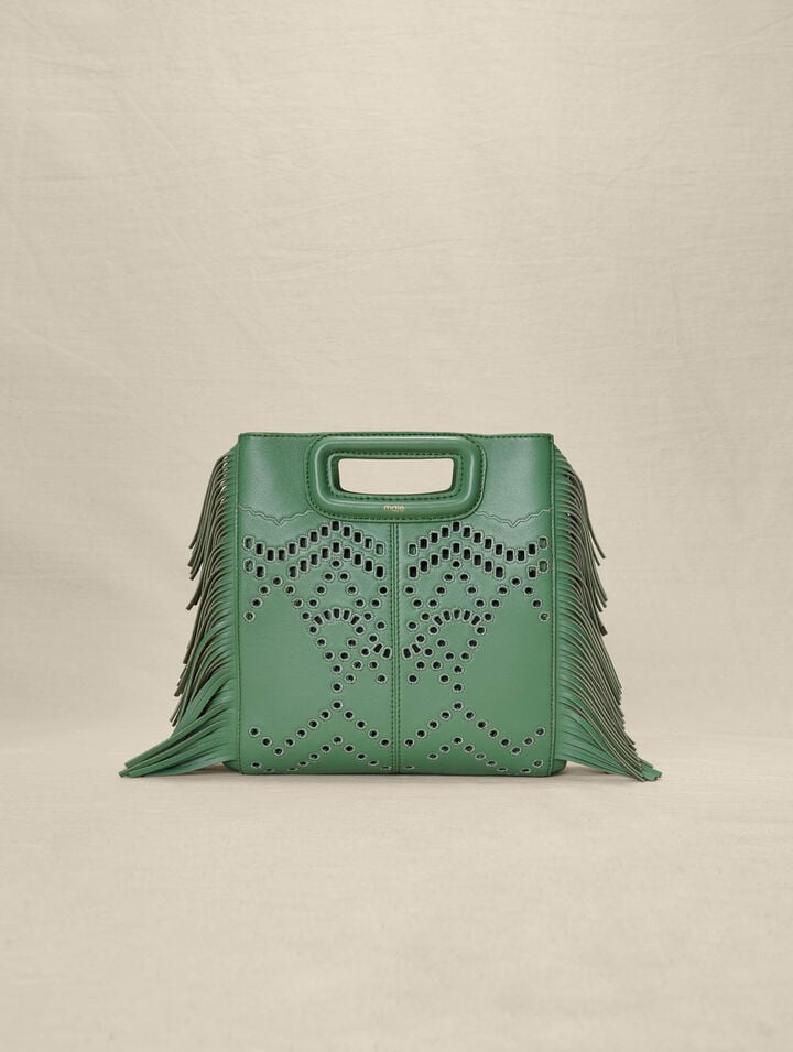 M-Tasche aus Leder mit Fransen
