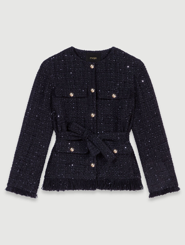 Tweedjacke mit Pailletten