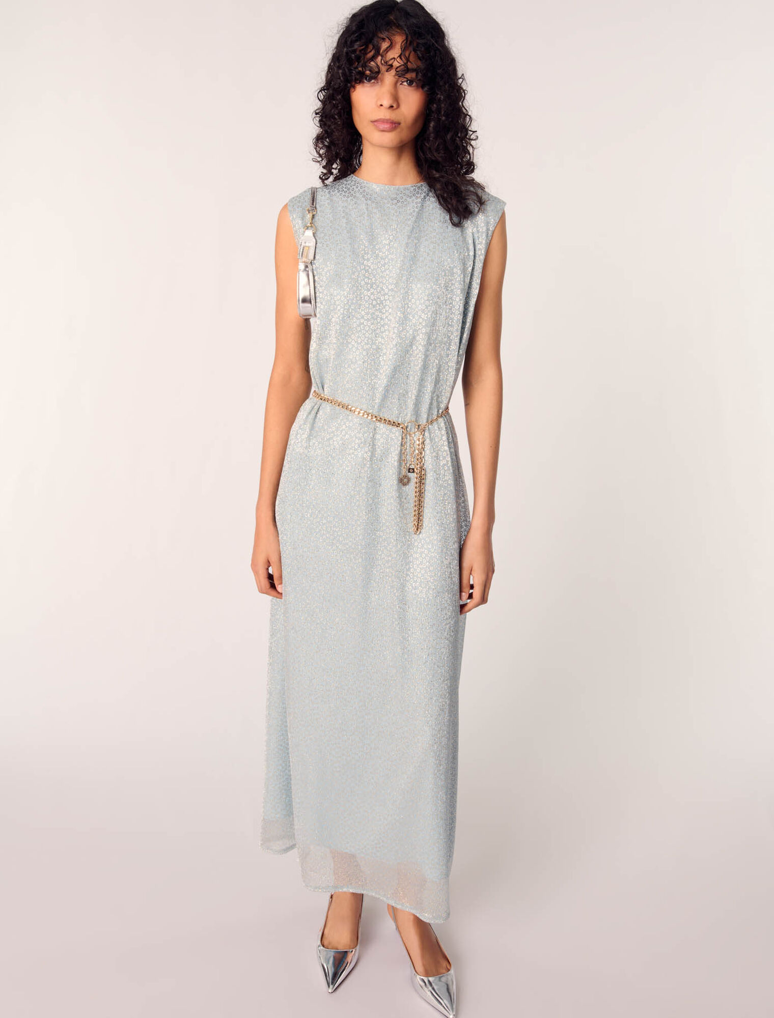 Langes Cape-Kleid aus Lurex