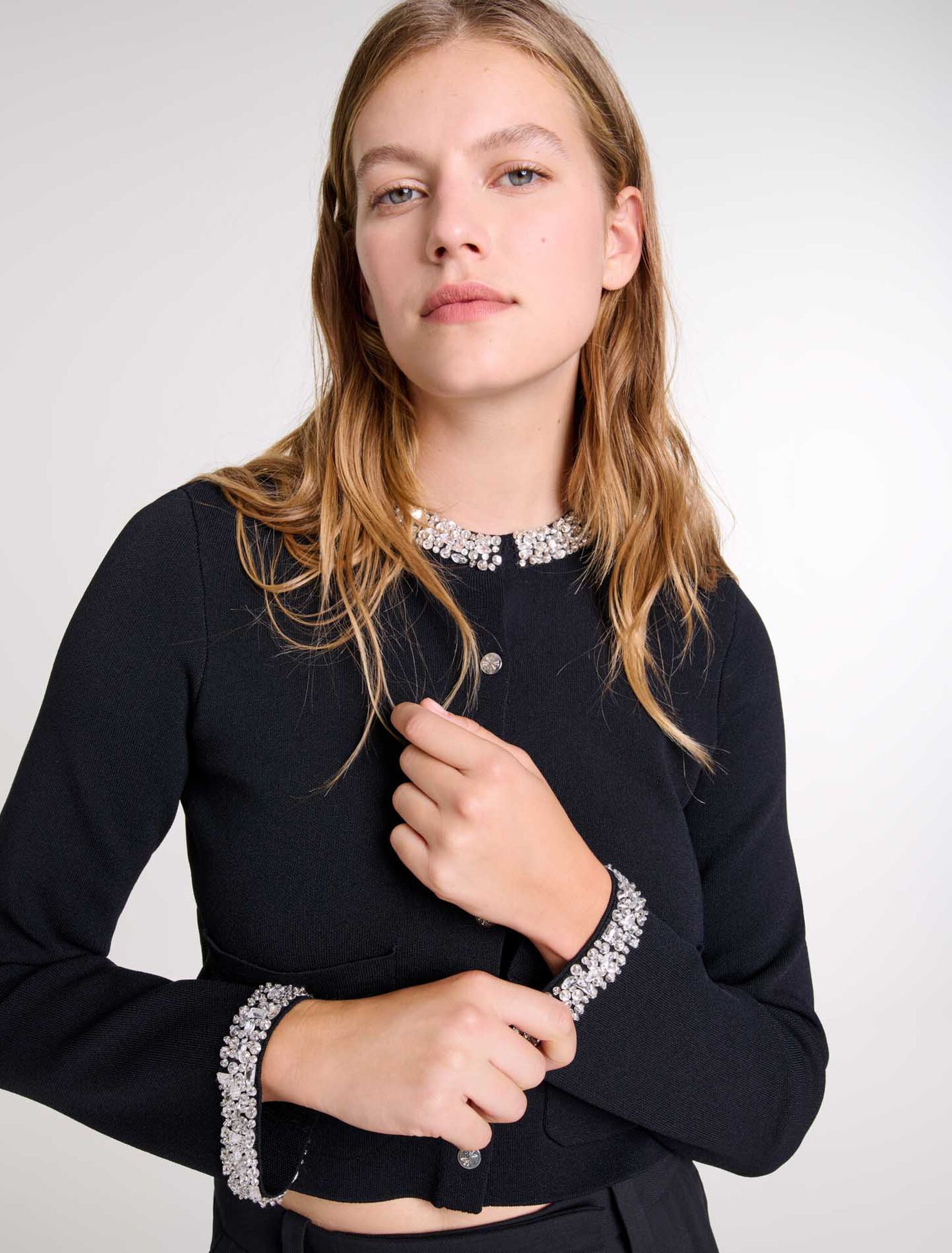 Cardigan mit Strass-Borten