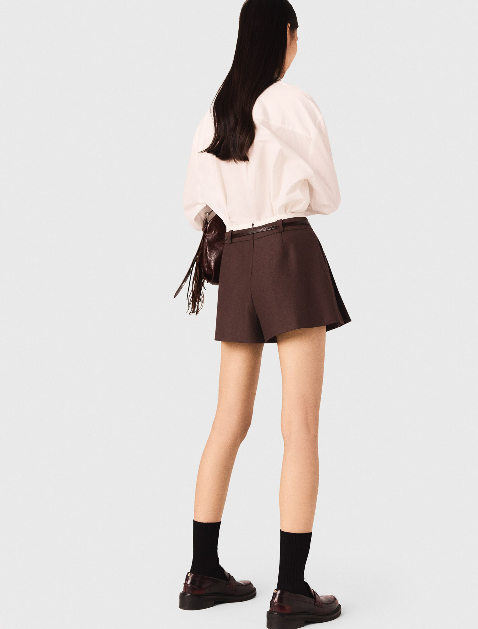 Plissierte Trompe-l'Œil-Shorts