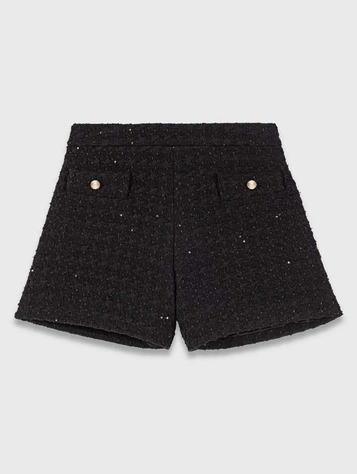 Tweedshorts mit Strass