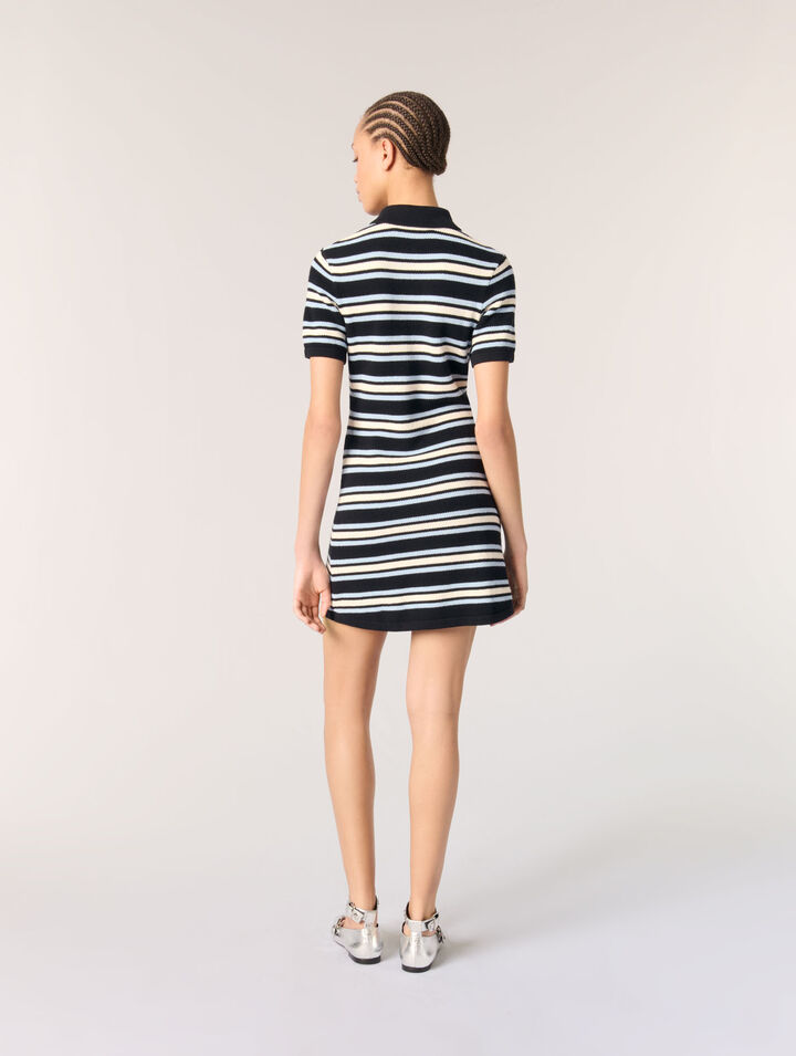 Gestreiftes Polokleid aus Strick