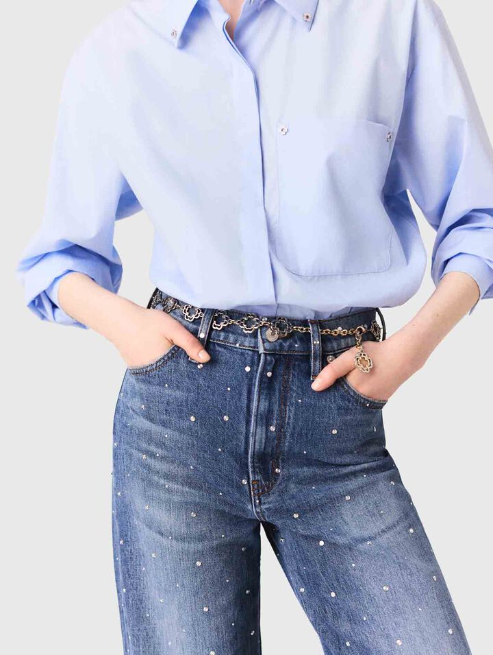 Weite Denim-Jeans mit Nieten