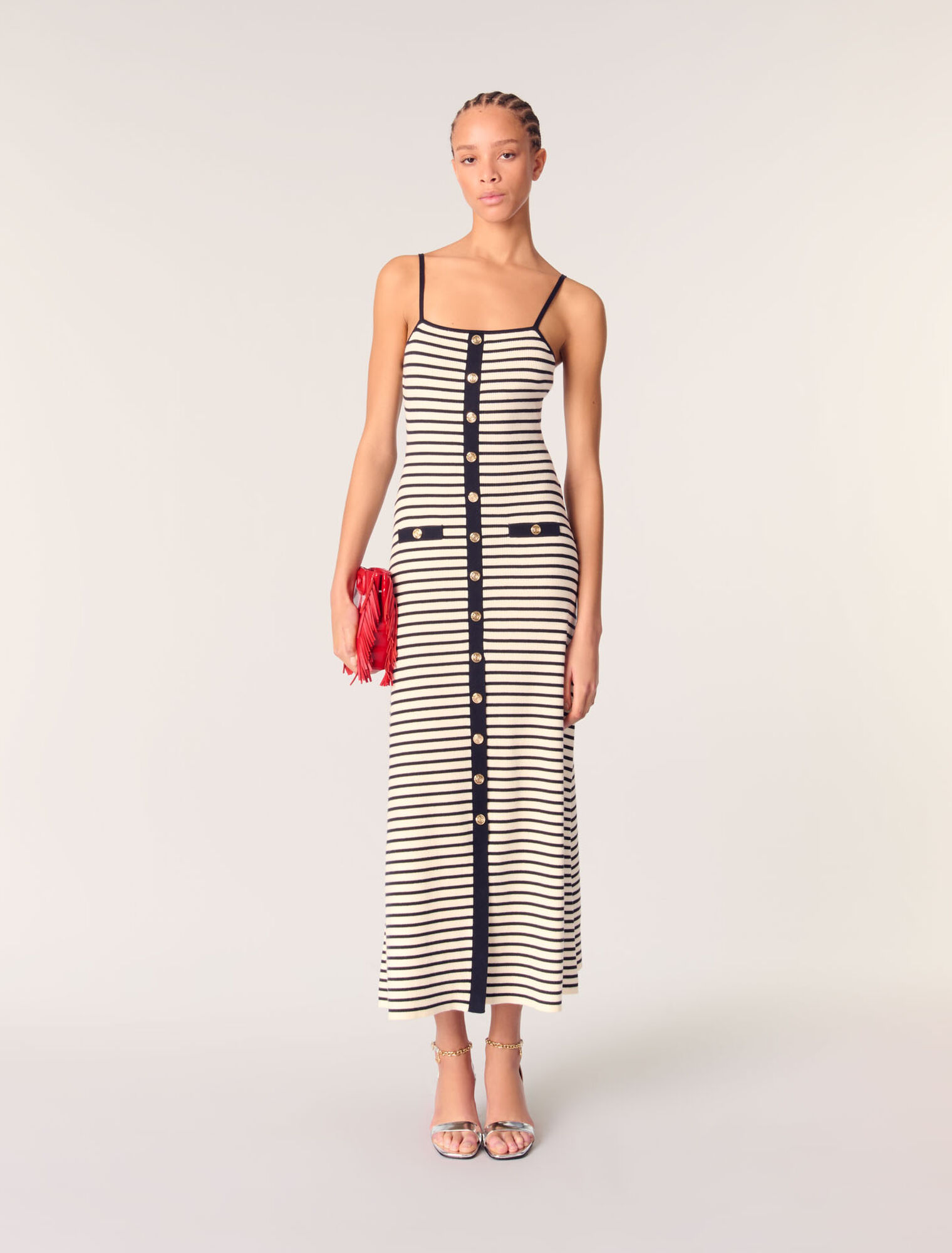 Langes Kleid aus Rippstrick