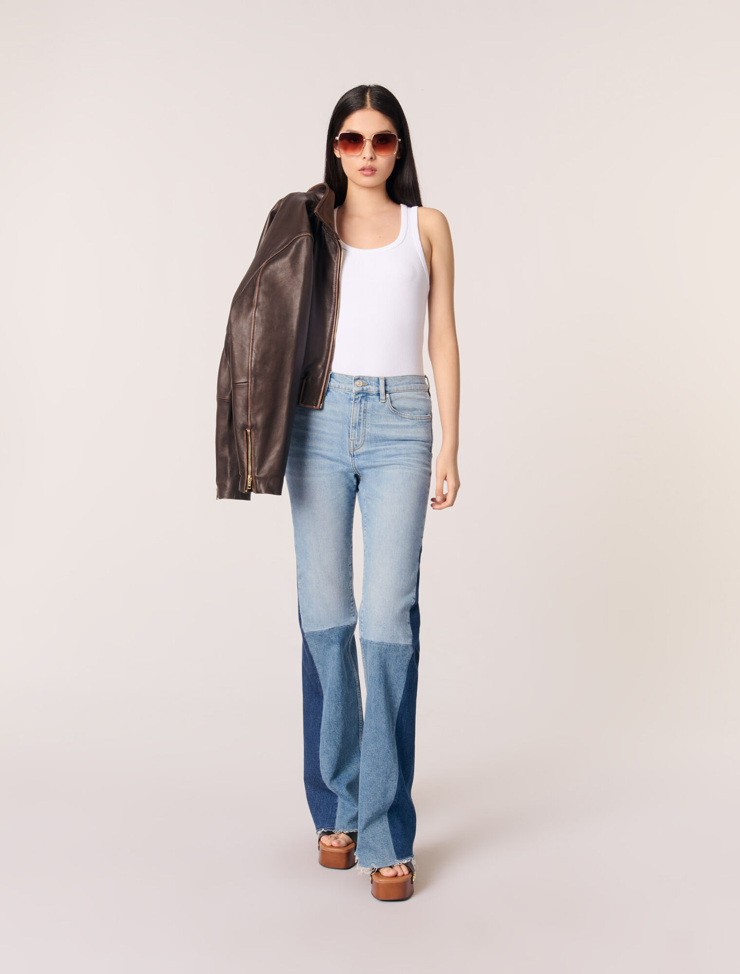 Dreifarbige Patchwork-Jeans