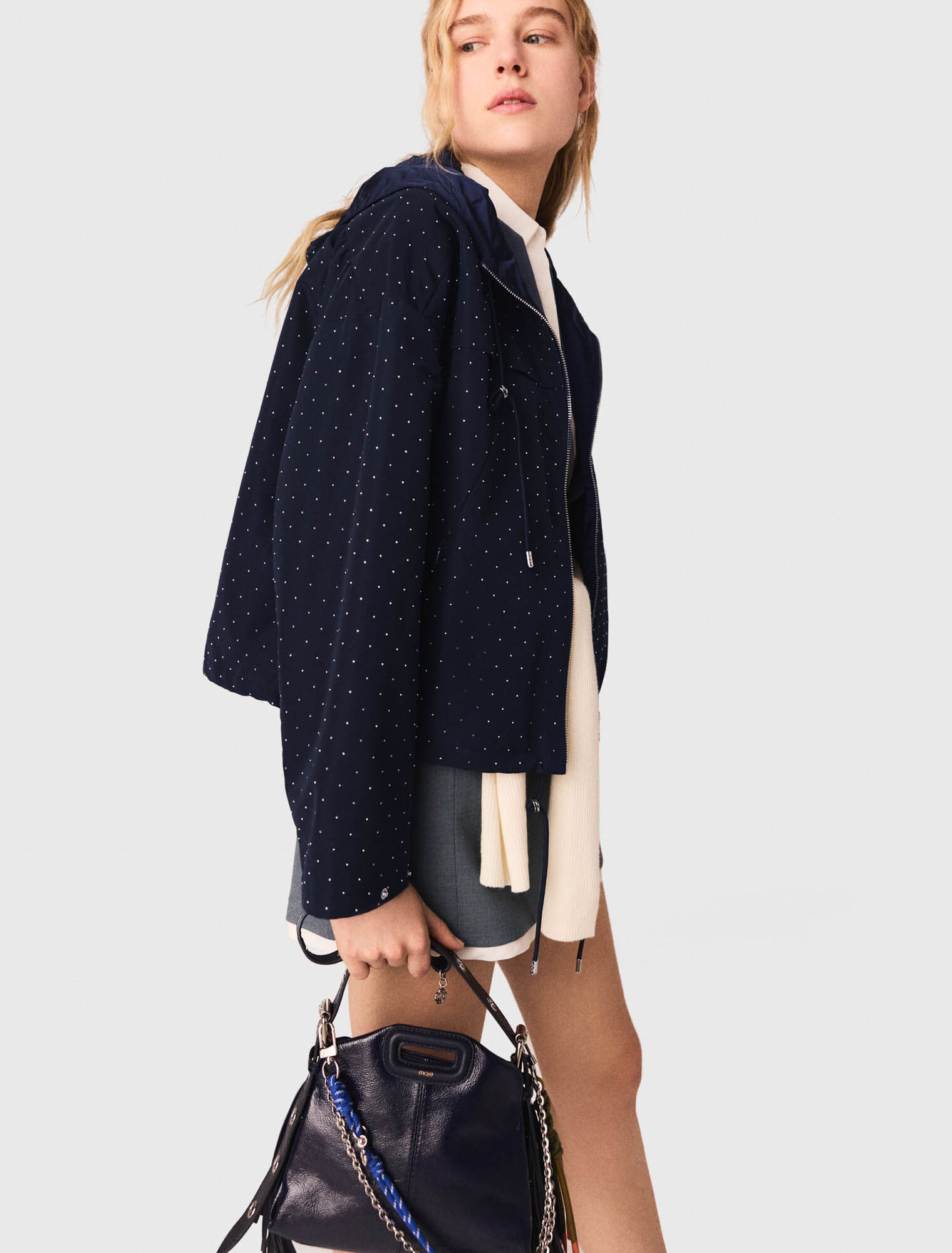 Windjacke mit Strass und Kapuze