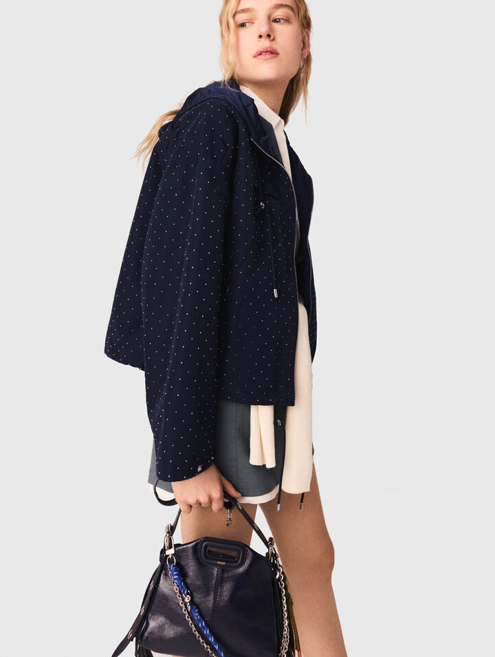 Windjacke mit Strass und Kapuze