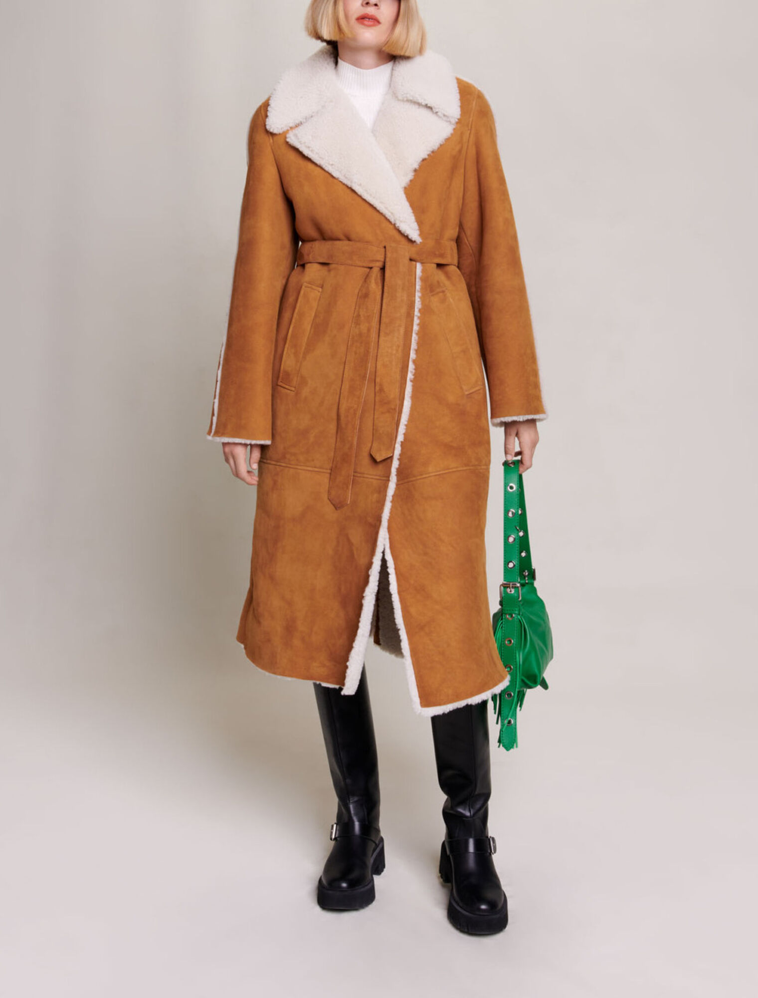 Langer Shearlingmantel