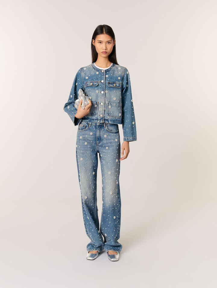 Jacke aus besticktem Denim