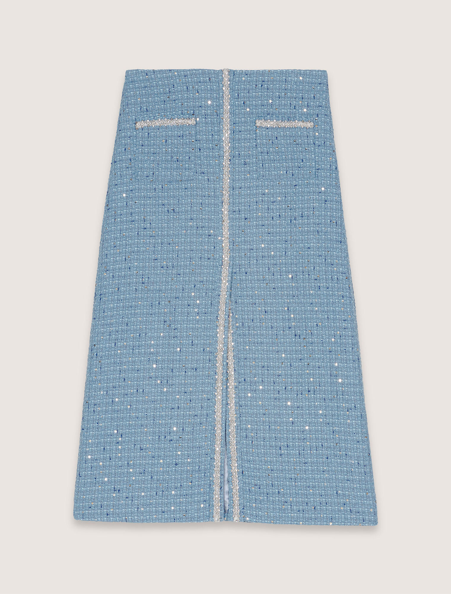 Midirock aus Tweed mit Pailletten