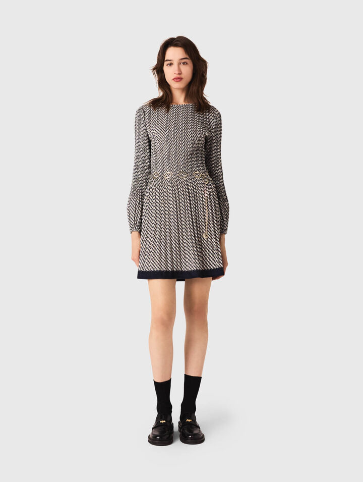 Plissiertes Kleid mit Print