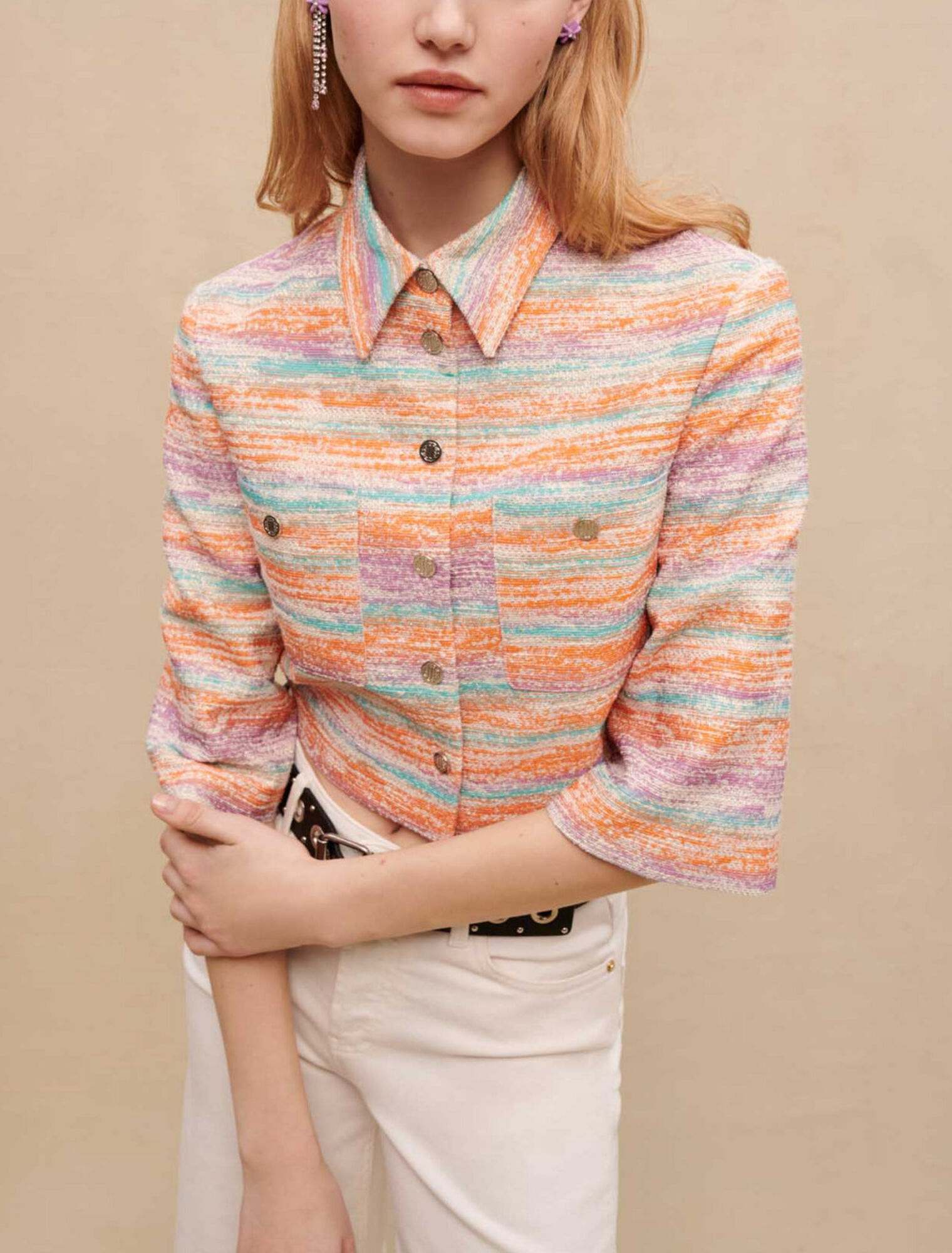 Kurze Jacke aus glänzendem Tweed