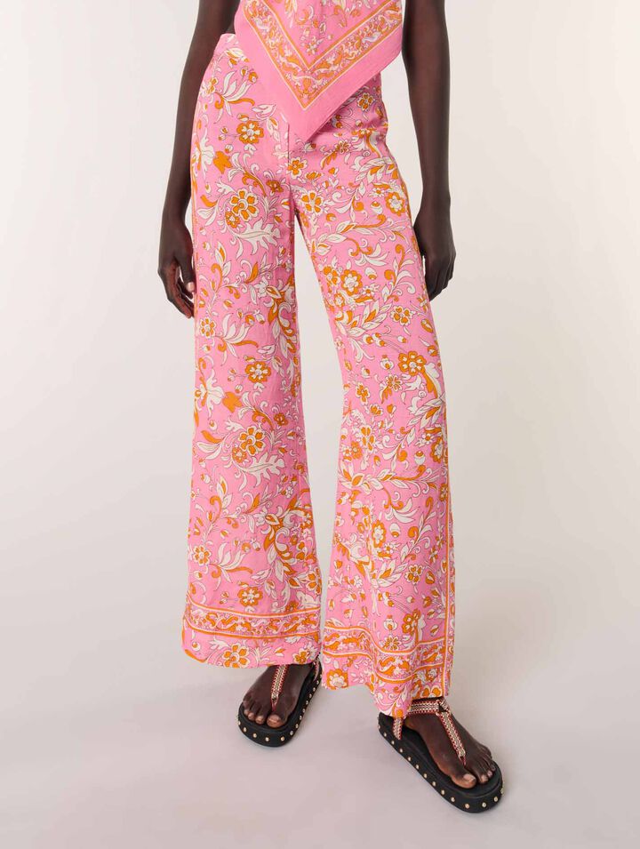 Bedruckte Leinenhose
