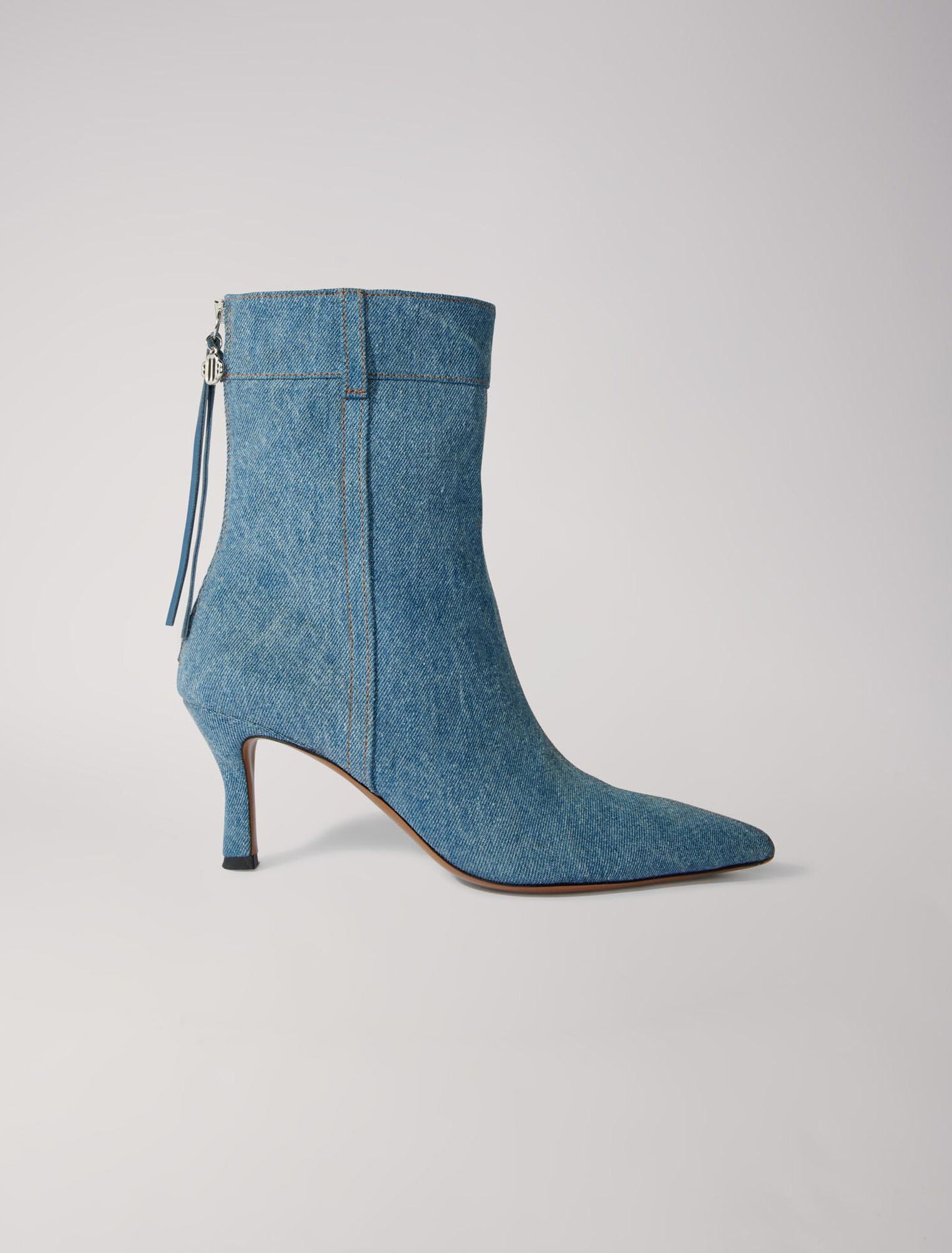 Spitze Denim-Stiefeletten