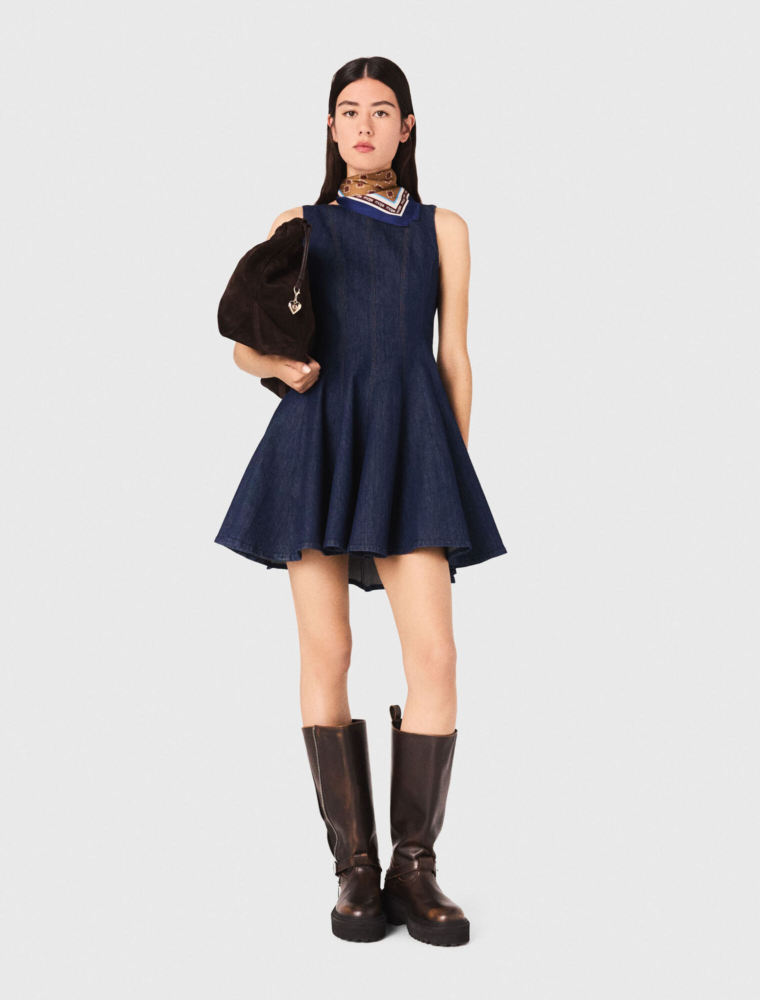 Kurzes Denimkleid mit Volants